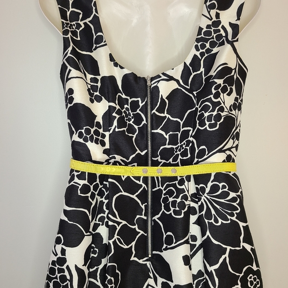 The Limited Black Floral Dress, Yellow Belt, 4 - Picture 5 of 10